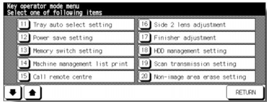 KONICA MINOLTA 7255 - Key Operator Mode Screen - 1