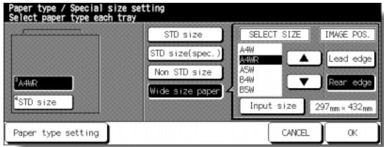 KONICA MINOLTA 7255 - Special Size Setting Screen (Wide size (select)) - 1