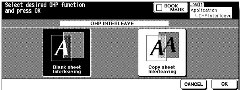 KONICA MINOLTA 7255 - Select the desired OHP Interleave mode, then touch OK. - 1