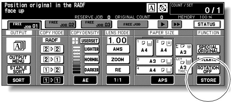 KONICA MINOLTA 7255 - Touch STORE on the Basic Screen to highlight it. - 1