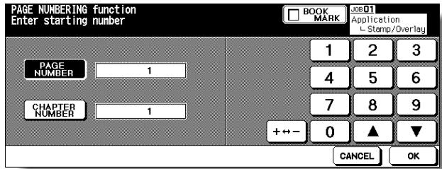 KONICA MINOLTA 7255 - Starting No. Setting Screen: Available from PAGE NUMBERING - 1