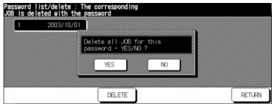 KONICA MINOLTA 7255 - Password List/Delete Screen - 1