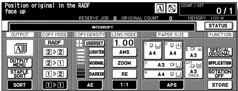 KONICA MINOLTA 7255 - Press [INTERRUPT] on the control panel. - 1
