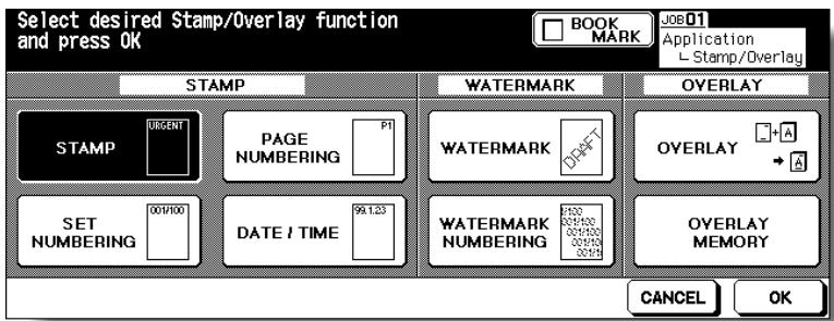 KONICA MINOLTA 7255 - Touch to select the desired key in the STAMP area. - 1