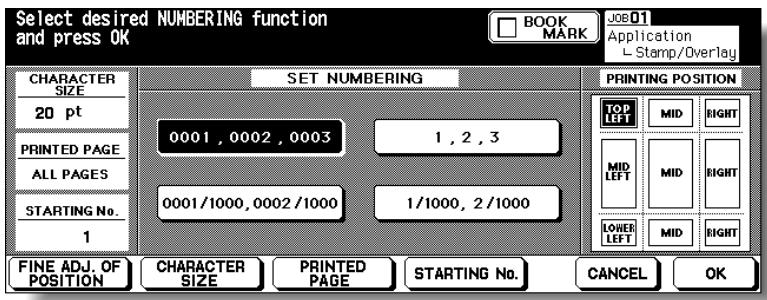 KONICA MINOLTA 7255 - When selecting STAMP: Specify the stamp type, printing position, character size and printed page. - 2