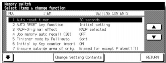 KONICA MINOLTA 7255 - Memory Switch Setting Screen - 1