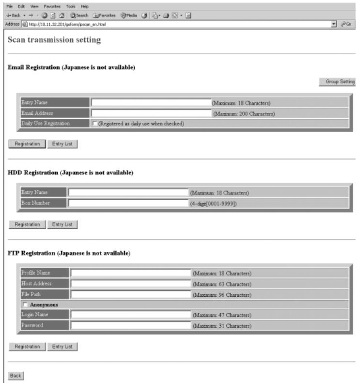 KONICA MINOLTA 7255 - Register the E-Mail, HDD, and FTP, as required. - 1