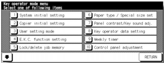 KONICA MINOLTA 7255 - Key Operator Mode Screen - 1