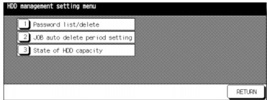 KONICA MINOLTA 7255 - HDD Management Setting Menu Screen - 1