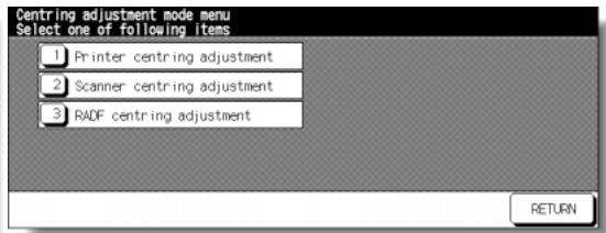 KONICA MINOLTA 7255 - Centring Adjustment Menu Screen - 1