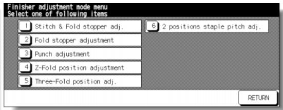 KONICA MINOLTA 7255 - Finisher Adjustment Menu Screen - 1