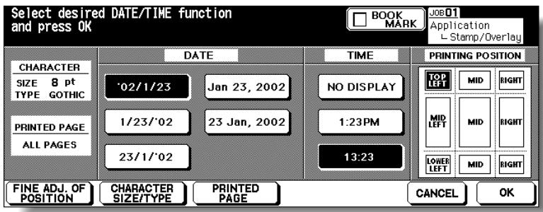 KONICA MINOLTA 7255 - When selecting STAMP: Specify the stamp type, printing position, character size and printed page. - 4