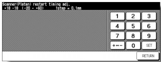 KONICA MINOLTA 7255 - Scanner (Platen) Restart Timing Adjustment Screen - 1