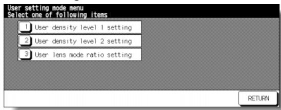 KONICA MINOLTA 7255 - User Setting Mode Menu Screen - 1
