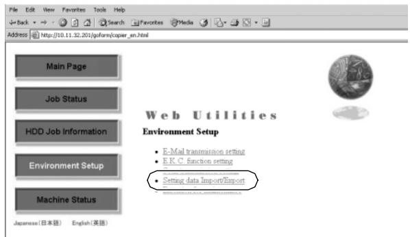 KONICA MINOLTA 7255 - Display the Setting File Import/Export window. - 2