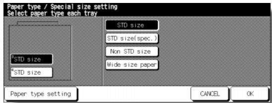 KONICA MINOLTA 7255 - Special Size Setting Screen (STD size) - 1