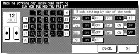 KONICA MINOLTA 7255 - Timer Action On/Off Setting Screen - 1