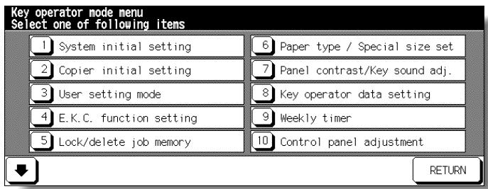 KONICA MINOLTA 7255 - Make setting changes from the Key Operator Mode Screen, as described on the following pages. - 1