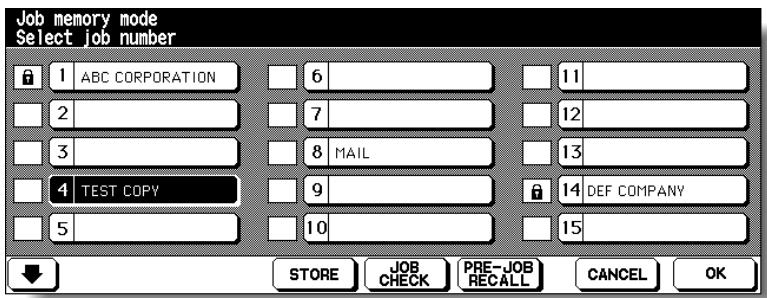 KONICA MINOLTA 7255 - Touch to highlight a job number key to select a job you want to recall. - 1