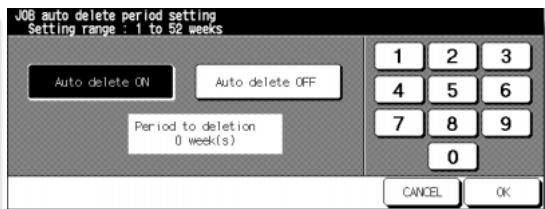 KONICA MINOLTA 7255 - JOB Auto Delete Period Setting Screen - 1