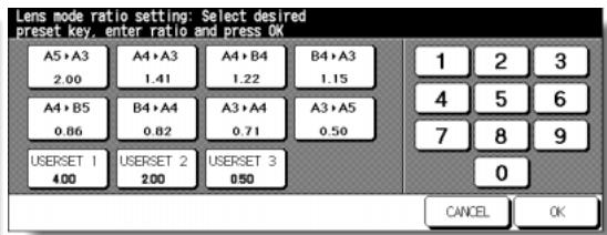 KONICA MINOLTA 7255 - User Lens Mode Ratio Setting Screen - 1