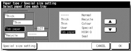 KONICA MINOLTA 7255 - Paper Type Setting Screen - 1