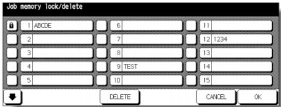 KONICA MINOLTA 7255 - Lock/Delete Job Memory Screen - 1