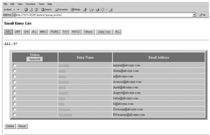 KONICA MINOLTA 7255 - Display the Entry List. - 1