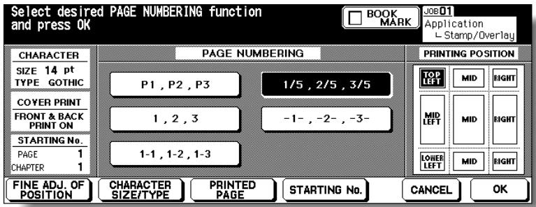 KONICA MINOLTA 7255 - When selecting STAMP: Specify the stamp type, printing position, character size and printed page. - 3