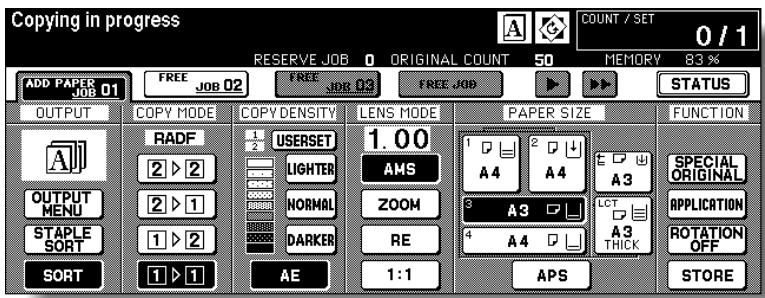 KONICA MINOLTA 7255 - Display the Basic Screen for the print job in progress. - 1