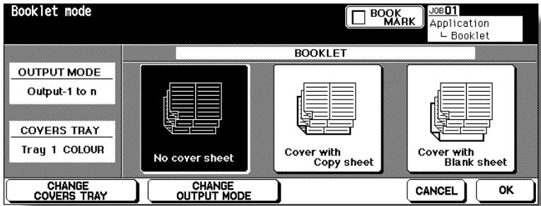 KONICA MINOLTA 7255 - Touch to highlight the desired Booklet mode key. - 1