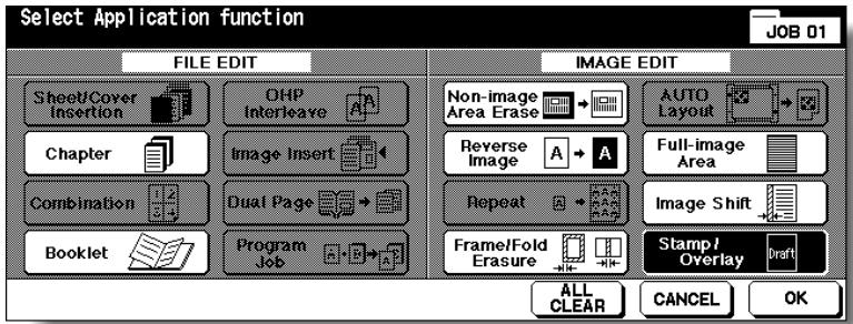 KONICA MINOLTA 7255 - Touch Stamp/Overlay on the Application Selection Screen. - 1
