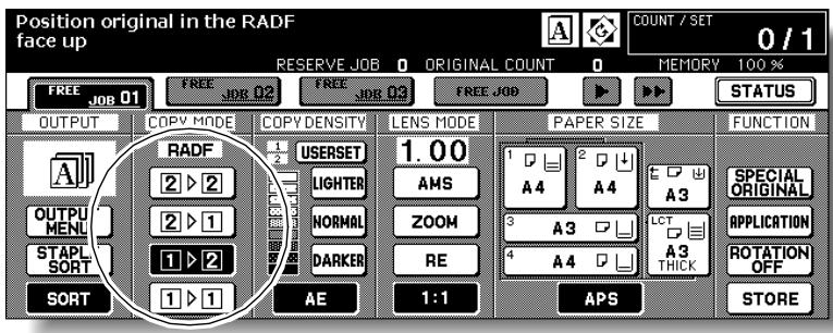KONICA MINOLTA 7255 - Touch 1-2 or 2-2 on the Basic Screen to highlight it. - 1