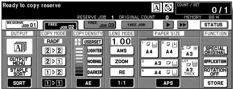 KONICA MINOLTA 7255 - If setting more than one reserve job, touch the next FREE JOB to highlight it. - 1