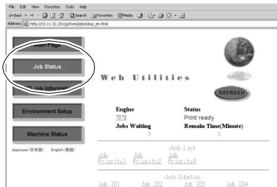 KONICA MINOLTA 7255 - Click on [Job Status]. - 1