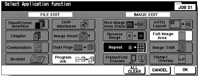 KONICA MINOLTA 7255 - Touch Repeat on the Application Selection Screen. - 1