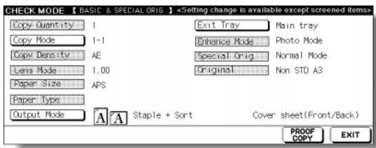 KONICA MINOLTA 7255 - Selecting PROOF OUTPUT: - 1