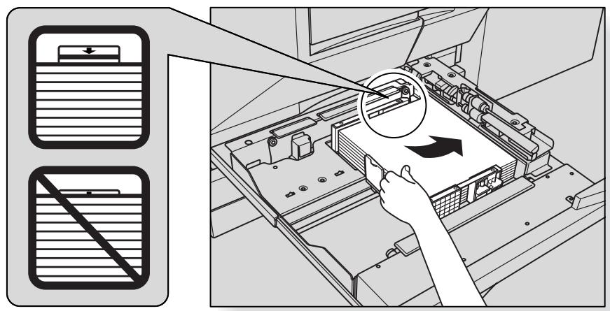 Diagram illustrating a printer press operation with a hand inserting a slot into a rack, accompanied by a document icon and no text labels.