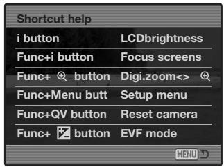 KONICA MINOLTA DIMAGE A2 - Shortcut Help - 1