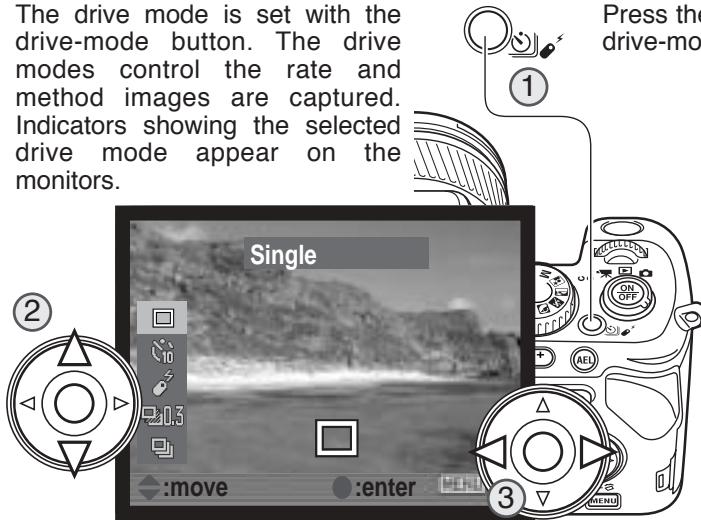 KONICA MINOLTA DIMAGE A200 - USING THE DRIVE-MODE BUTTON - 1