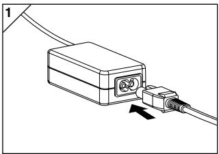 KONICA MINOLTA DIMAGE G400 - Branchement de l'adaptateur secteur (vendu séparément) - 1