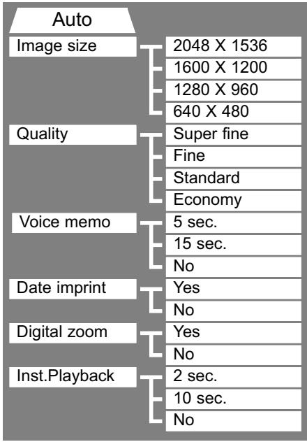 KONICA MINOLTA DIMAGE S304 - NAVIGATING THE AUTO-RECORDING MODE MENU - 6