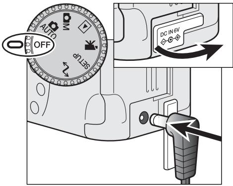 KONICA MINOLTA DIMAGE S404 - Do not change the power supply while the camera is on. Always turn off the camera before changing between power supplies. - 1