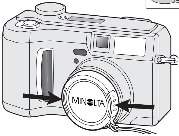 KONICA MINOLTA DIMAGE S414 - ATTACHING THE NECK STRAP AND LENS CAP - 2