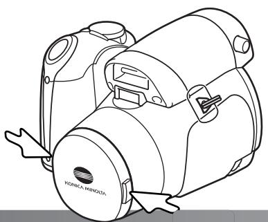 KONICA MINOLTA DIMAGE Z20 - Attaching the strap and lens cap - 3