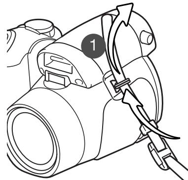 KONICA MINOLTA DIMAGE Z20 - Attaching the strap and lens cap - 1
