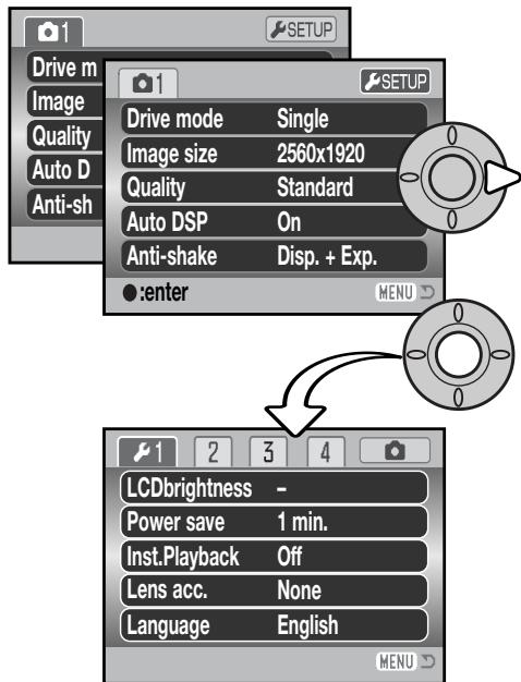 KONICA MINOLTA DIMAGE Z5 - Opening the setup menu - 1