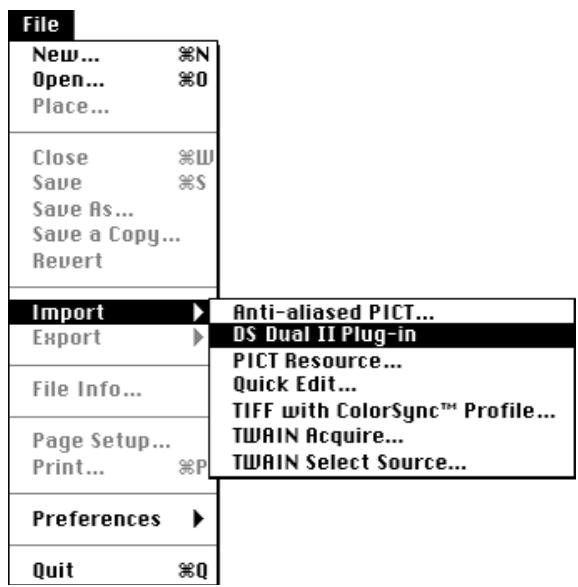 KONICA MINOLTA DIMAGE SCAN DUAL II - Launching the Plug-in – Macintosh - 1