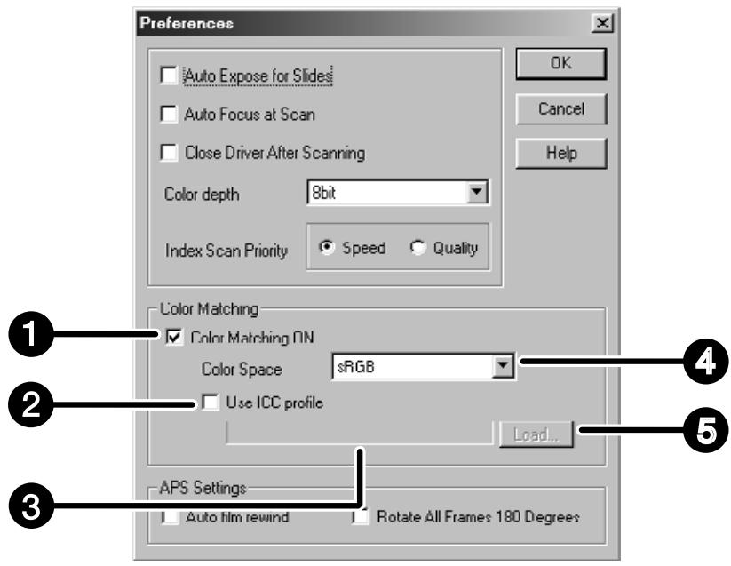 KONICA MINOLTA SCAN DUAL II - The Color Matching in the Preference Dialog Box – Name of parts - 1