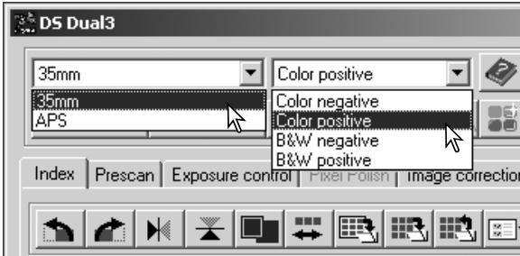 KONICA MINOLTA SCAN DUAL III - Selecting the film format and type - 1